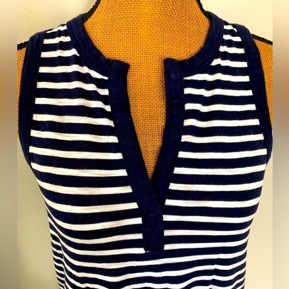 Women's Navy and White Ankle Length GAP Sleeveless Nautical Dress - Picture 2 of 9